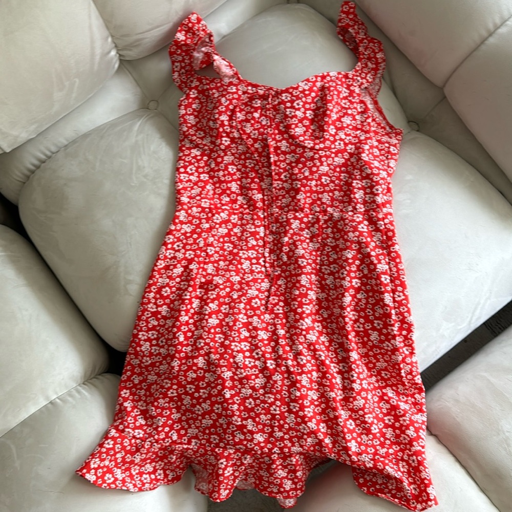 Red floral patterned dress
